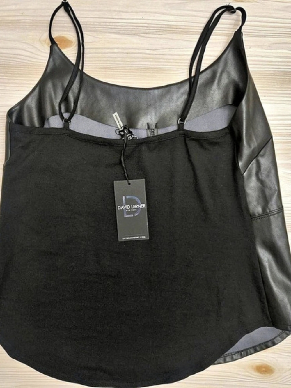 David Lerner Vegan Front Cami in Black Size XS NWT